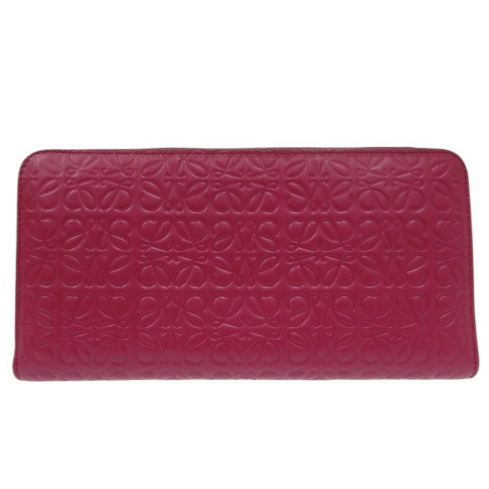 Like new LOEWE Repeat Anagram Round Wallet 261850, long wallet in magenta lea... - Picture 2 of 9